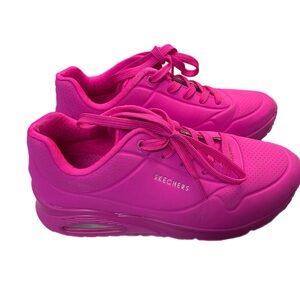 Skechers Women's Hot Pink Lace-Up Athletic Sneakers